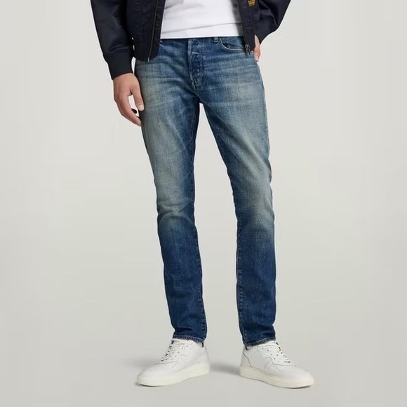 G-Star Other - G-Star Raw 3301 Men’s Blue Distressed Button Fly Straight Leg Jeans Size 33X32